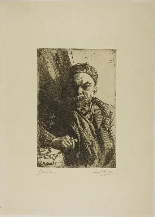 Framed Print : Paul Verlaine II, 1895. Creator: Anders Leonard Zorn Framed Print : Paul Verlaine II, 1895. Creator: Anders Leonard Zorn