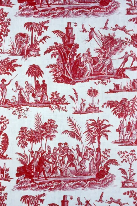 Framed Print : Paul and Virginie Furnishing Fabric, Nantes, c. 1795. Creator: Petitpierre et Cie Framed Print : Paul and Virginie Furnishing Fabric, Nantes, c. 1795. Creator: Petitpierre et Cie