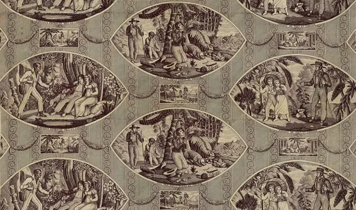 Framed Print : Paul and Virginie, Furnishing Fabric, France, after 1818. Creator: Oberkampf Manufactory Framed Print : Paul and Virginie, Furnishing Fabric, France, after 1818. Creator: Oberkampf Manufactory