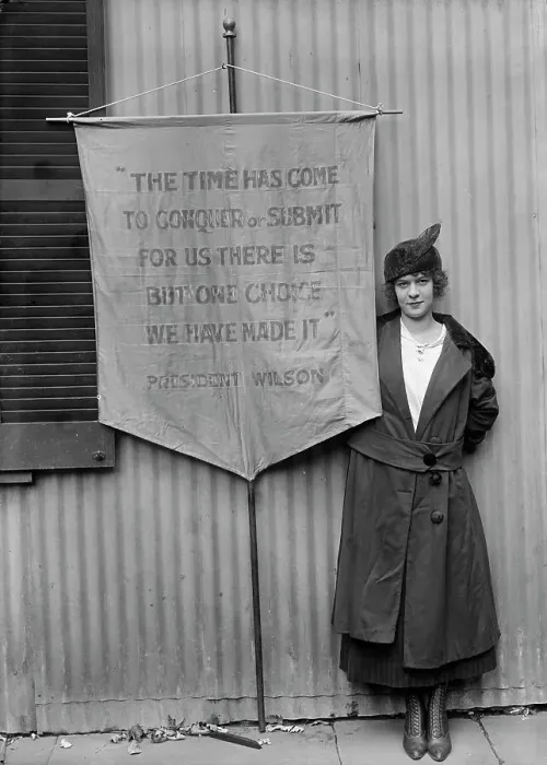 Framed Print : Pauline Floyd, with Banner, 1917. Creator: Harris & Ewing. Pauline Floyd, with Banner, 1917. Creator: Harris & Ewing Framed Print : Pauline Floyd, with Banner, 1917. Creator: Harris & Ewing. Pauline Floyd, with Banner, 1917. Creator: Harris & Ewing