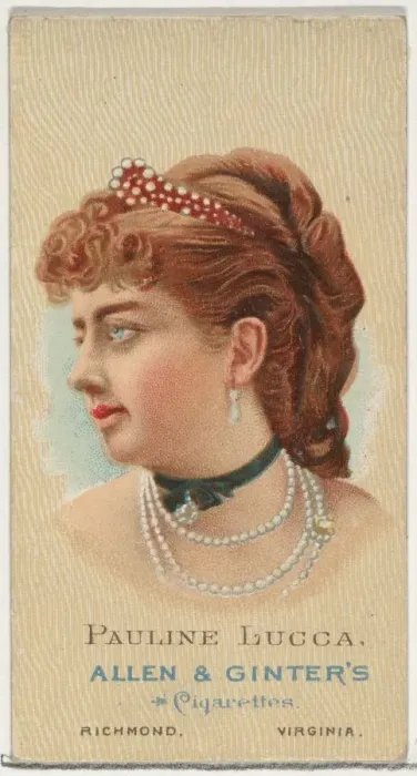 Framed Print : Pauline Lucca, from Worlds Beauties, Series 2 (N27) for Allen & Ginter Cigarettes Framed Print : Pauline Lucca, from Worlds Beauties, Series 2 (N27) for Allen & Ginter Cigarettes