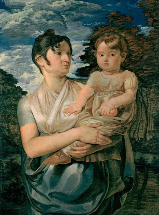 Framed Print : Pauline Runge with her two-year-old-son, 1807. Artist: Runge, Philipp Otto (1777-1810) Framed Print : Pauline Runge with her two-year-old-son, 1807. Artist: Runge, Philipp Otto (1777-1810)