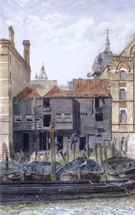 Framed Print : Pauls Wharf, London, 1881. Artist: John Crowther Framed Print : Pauls Wharf, London, 1881. Artist: John Crowther