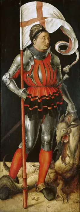 Framed Print : Paumgartner altarpiece, side panel: Stephan Paumgartner as Saint George, after 1503. Creator: Dürer, Albrecht (1471-1528) Framed Print : Paumgartner altarpiece, side panel: Stephan Paumgartner as Saint George, after 1503. Creator: Dürer, Albrecht (1471-1528)