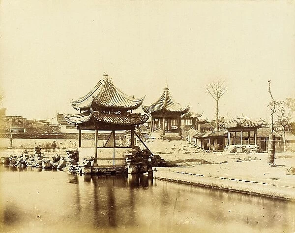 Pavilion and Commericial Building at Water's Edge, 1860. Creator: Felice Beato