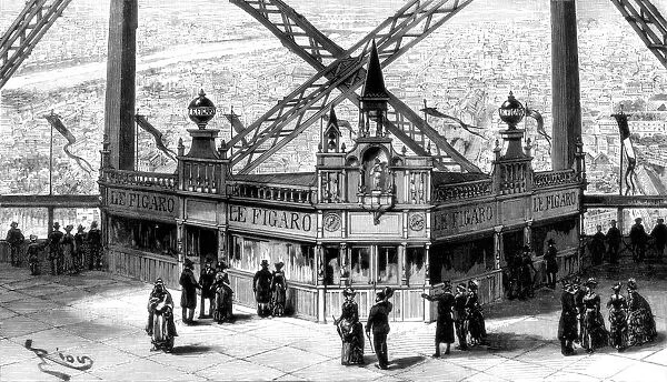 The pavilion of the Figaro, on the second storey of the Eiffel Tower, Paris, 1889