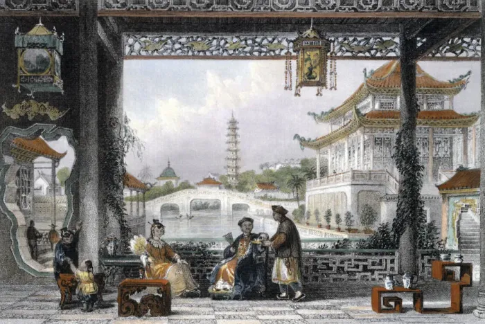 Framed Print : Pavilion and Gardens of a Mandarin near Peking, China, 1843. Artist: Thomas Allom Framed Print : Pavilion and Gardens of a Mandarin near Peking, China, 1843. Artist: Thomas Allom