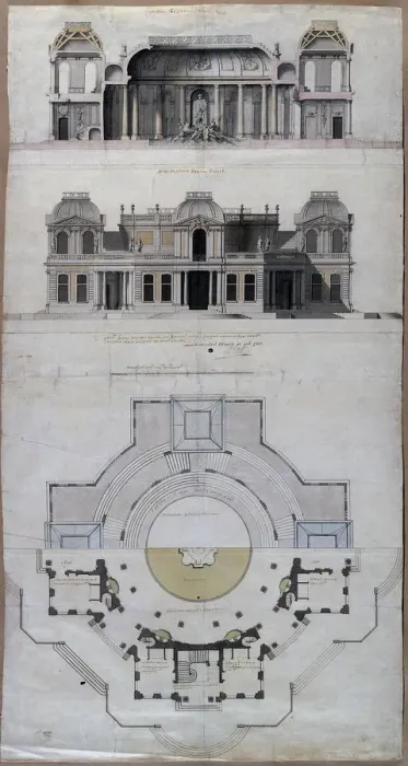 Framed Print : Pavilion Water palace (Chateau d Eau) in Strelna, 1717. Artist: Le Blond, Jean-Baptiste Alexandre (1679-1719) Framed Print : Pavilion Water palace (Chateau d Eau) in Strelna, 1717. Artist: Le Blond, Jean-Baptiste Alexandre (1679-1719)