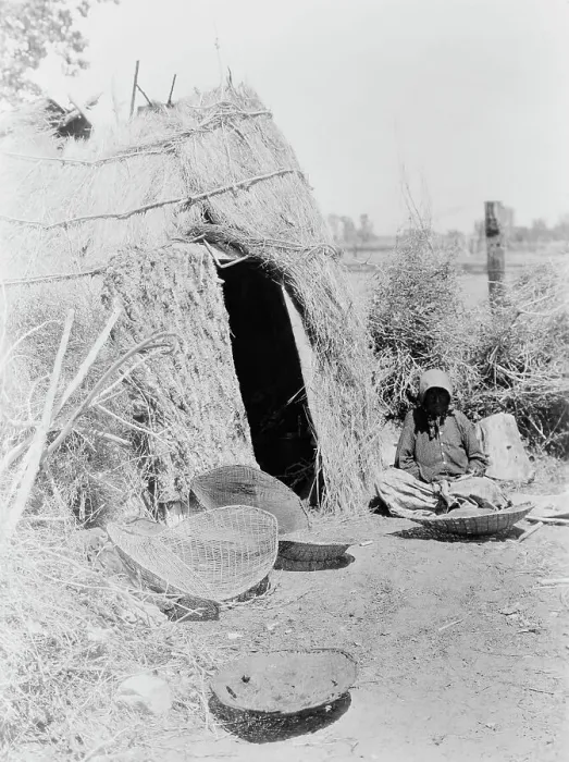 Framed Print : Paviotso house at Walker Lake, c1924. Creator: Edward Sheriff Curtis Framed Print : Paviotso house at Walker Lake, c1924. Creator: Edward Sheriff Curtis