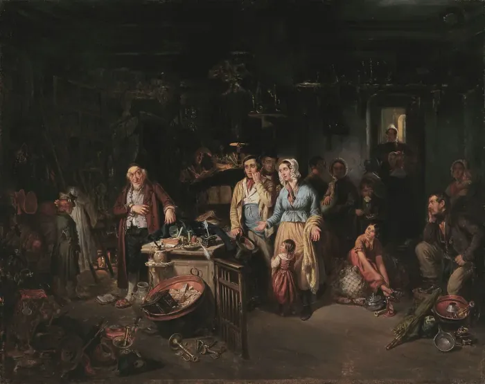 Framed Print : The pawn shop, 1842. Creator: Rentzell, August von (1810-1891) Framed Print : The pawn shop, 1842. Creator: Rentzell, August von (1810-1891)
