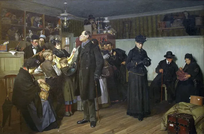 Framed Print : At the pawnbroker's, 1893. Creator: Frants Henningsen Framed Print : At the pawnbroker's, 1893. Creator: Frants Henningsen