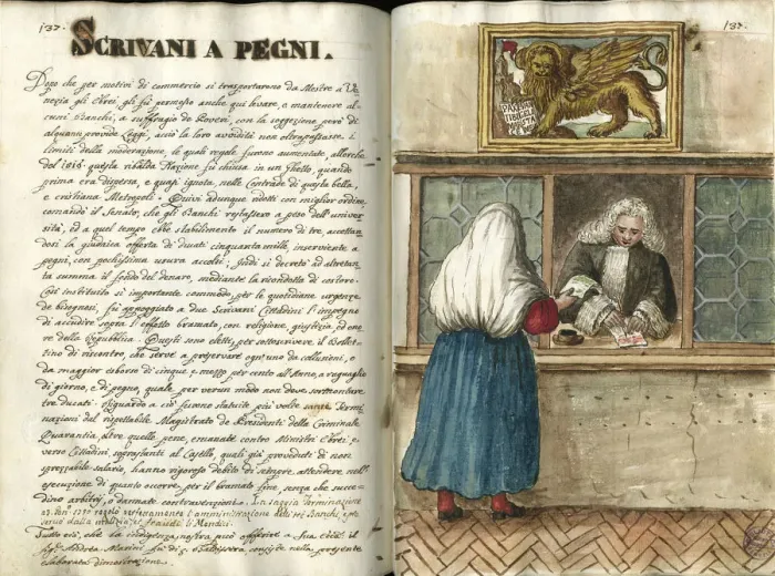 Framed Print : The pawnshop. From Gli abiti de Veneziani, Second Half of the 18th cen Framed Print : The pawnshop. From Gli abiti de Veneziani, Second Half of the 18th cen
