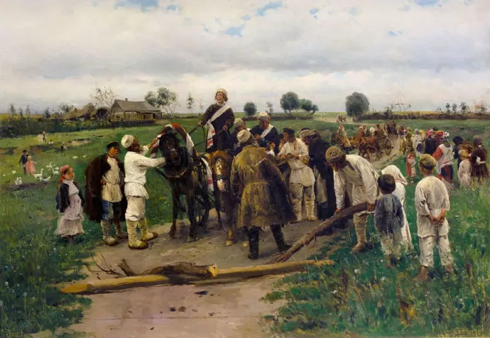 Framed Print : Paying a ransom for the bride, 1888 Framed Print : Paying a ransom for the bride, 1888
