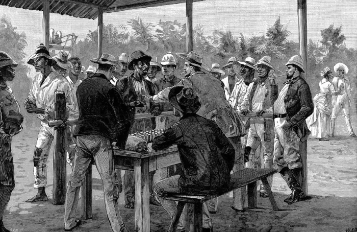 Framed Print : Paying West Indian labourers, 1888 Framed Print : Paying West Indian labourers, 1888