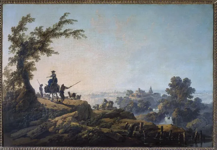 Framed Print : Paysage animé, 1785. Creator: Jean-Baptiste Pillement Framed Print : Paysage animé, 1785. Creator: Jean-Baptiste Pillement