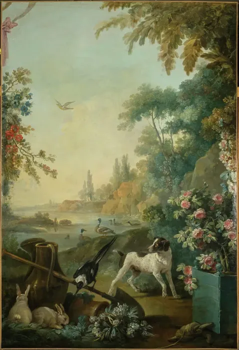 Framed Print : Paysage au chien, between 1765 and 1770. Creators: Jean Baptiste Marie Huet, Jean-Honore Fragonard Framed Print : Paysage au chien, between 1765 and 1770. Creators: Jean Baptiste Marie Huet, Jean-Honore Fragonard