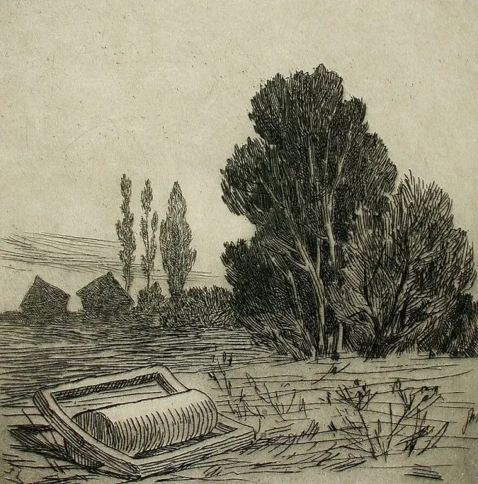 Framed Print : Paysage Brabançon, 1875. Creator: Félicien Rops