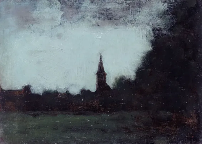 Framed Print : Paysage d'Alsace, le clocher de Bernwiller, c.1890 c.1905. Creator: Jean Jacques Henner Framed Print : Paysage d'Alsace, le clocher de Bernwiller, c.1890 c.1905. Creator: Jean Jacques Henner