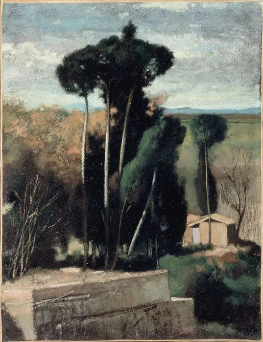 Framed Print : Paysage d'Italie. Pins parasols, c.1859 — 1860. Creator: Jean Jacques Henner Framed Print : Paysage d'Italie. Pins parasols, c.1859 — 1860. Creator: Jean Jacques Henner