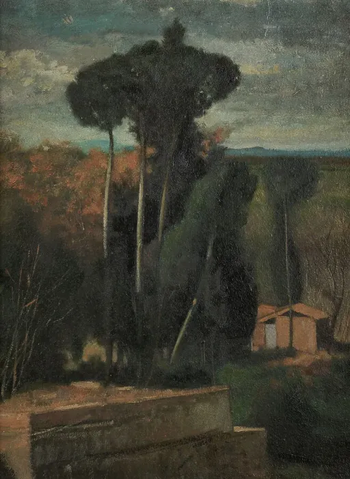 Framed Print : Paysage d'Italie. Pins parasols, c.1859 — 1860. Creator: Jean Jacques Henner Framed Print : Paysage d'Italie. Pins parasols, c.1859 — 1860. Creator: Jean Jacques Henner