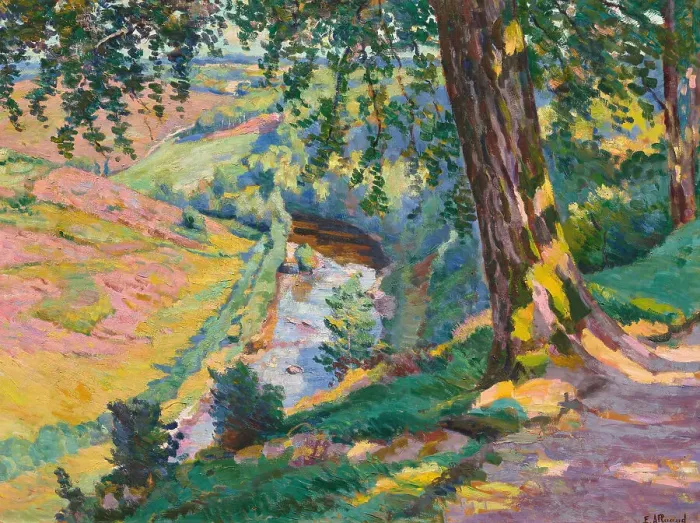 Framed Print : Paysage de la Creuze. Creator: Alluaud, Eugène (1866-1947) Framed Print : Paysage de la Creuze. Creator: Alluaud, Eugène (1866-1947)