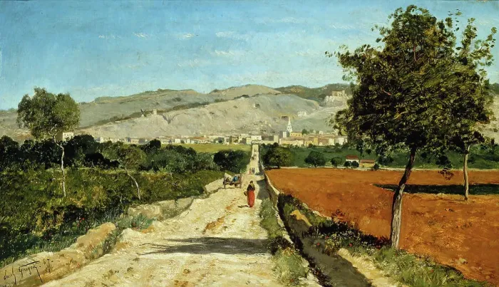 Framed Print : Paysage de Provence. Vue de Saint-Saturnin-les-Apt. 1867. Creator: Paul Guigou Framed Print : Paysage de Provence. Vue de Saint-Saturnin-les-Apt. 1867. Creator: Paul Guigou