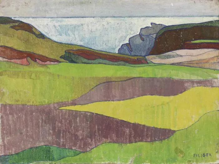 Framed Print : Paysage rocheux, Le Pouldu, ca 1891. Creator: Filiger, Charles (1863-1928) Framed Print : Paysage rocheux, Le Pouldu, ca 1891. Creator: Filiger, Charles (1863-1928)