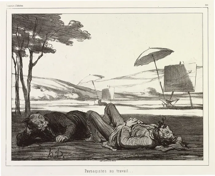 Framed Print : Paysagistes au travail (Landscape Artists at Work), 1862. Creator: Honore Daumier Framed Print : Paysagistes au travail (Landscape Artists at Work), 1862. Creator: Honore Daumier