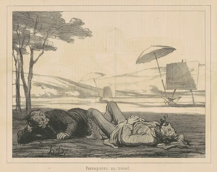 Framed Print : Paysagistes au travail (Landscape Artists at Work), August 17, 1862. Creator: Honore Daumier Framed Print : Paysagistes au travail (Landscape Artists at Work), August 17, 1862. Creator: Honore Daumier