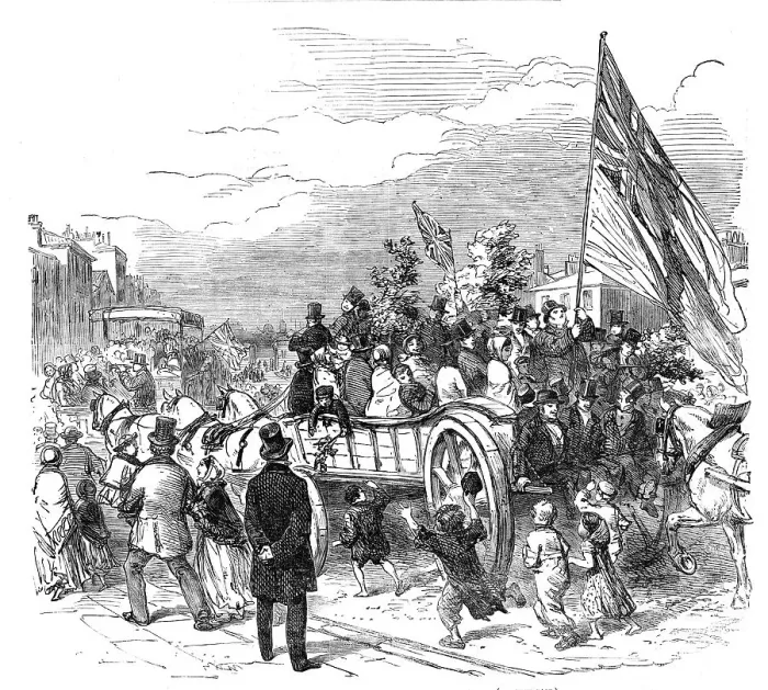 Framed Print : The Peace Commemoration - Country Visitors at the Illumination, 1856. Creator: Unknown Framed Print : The Peace Commemoration - Country Visitors at the Illumination, 1856. Creator: Unknown