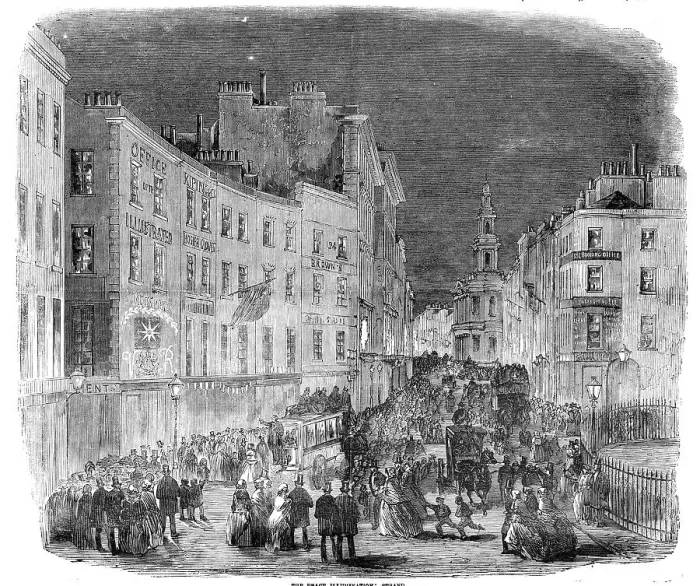 Framed Print : The Peace Illumination: Strand, 1856. Creator: Unknown Framed Print : The Peace Illumination: Strand, 1856. Creator: Unknown