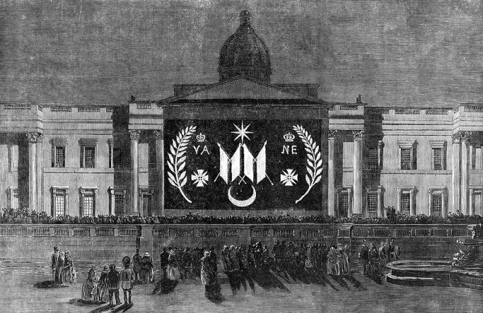 Framed Print : The Peace Illuminations - The National Gallery, 1856. Creator: Unknown Framed Print : The Peace Illuminations - The National Gallery, 1856. Creator: Unknown