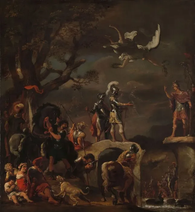 Framed Print : The Peace Negotiations between Claudius Civilis and Quintus Petillius Cerealis on the Demolished Bri Creator: Ferdinand Bol Framed Print : The Peace Negotiations between Claudius Civilis and Quintus Petillius Cerealis on the Demolished Bri Creator: Ferdinand Bol