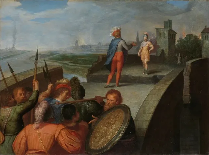 Framed Print : The Peace Negotiations between Julius Civilis and the Roman General Cerialis, 1600-1613. Creator: Otto Van Veen Framed Print : The Peace Negotiations between Julius Civilis and the Roman General Cerialis, 1600-1613. Creator: Otto Van Veen