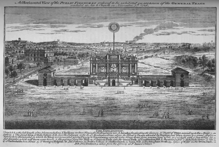 Framed Print : The peace rejoicings in the Green Park, Westminster, London, 1748 (1878) Framed Print : The peace rejoicings in the Green Park, Westminster, London, 1748 (1878)