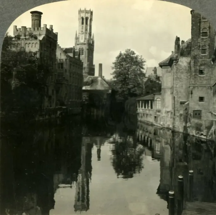 Framed Print : Among the Peaceful Canals, Beloved by Artists in Bruges, Belgium, c1930s. Creator: Unknown Framed Print : Among the Peaceful Canals, Beloved by Artists in Bruges, Belgium, c1930s. Creator: Unknown