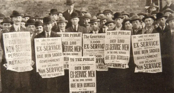 Framed Print : Peaceful demonstration regarding the treatment of British ex-servicemen, 1923. Artist Framed Print : Peaceful demonstration regarding the treatment of British ex-servicemen, 1923. Artist