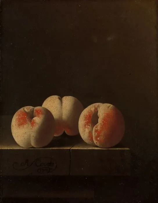 Framed Print : Three Peaches on a Stone Plinth, 1705. Creator: Adriaen Coorte Framed Print : Three Peaches on a Stone Plinth, 1705. Creator: Adriaen Coorte