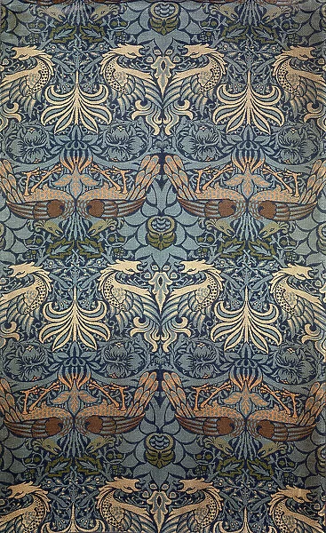 Peacock. Decorative fabric, 1878. Creator: Morris, William (1834-1896)