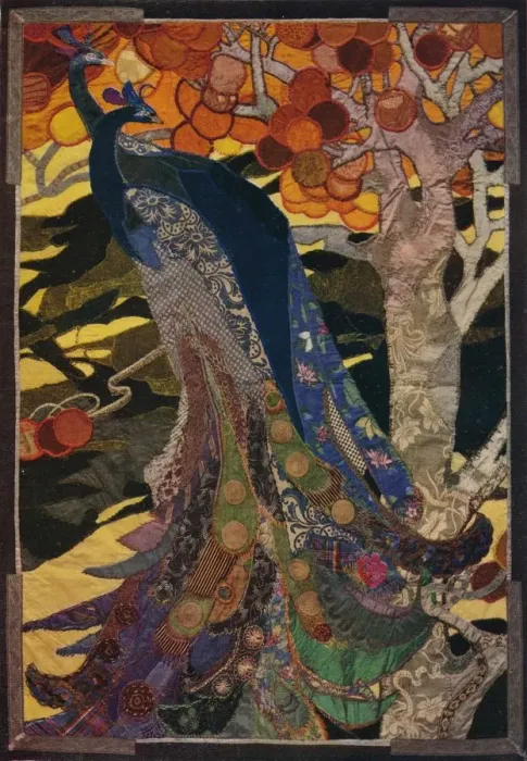 Framed Print : Peacock Panel in Patchwork, c1920. Artist: Amy Sawyer Framed Print : Peacock Panel in Patchwork, c1920. Artist: Amy Sawyer