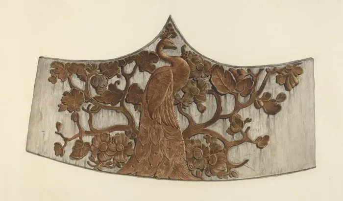 Framed Print : Peacock Stern Carving, 1935 / 1942. Creator: John Davis Framed Print : Peacock Stern Carving, 1935 / 1942. Creator: John Davis