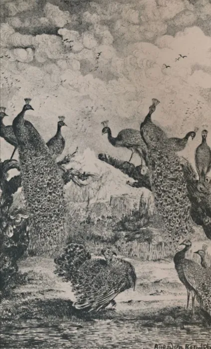 Framed Print : The Peacocks, 1869, (1946). Artist: Rodolphe Bresdin