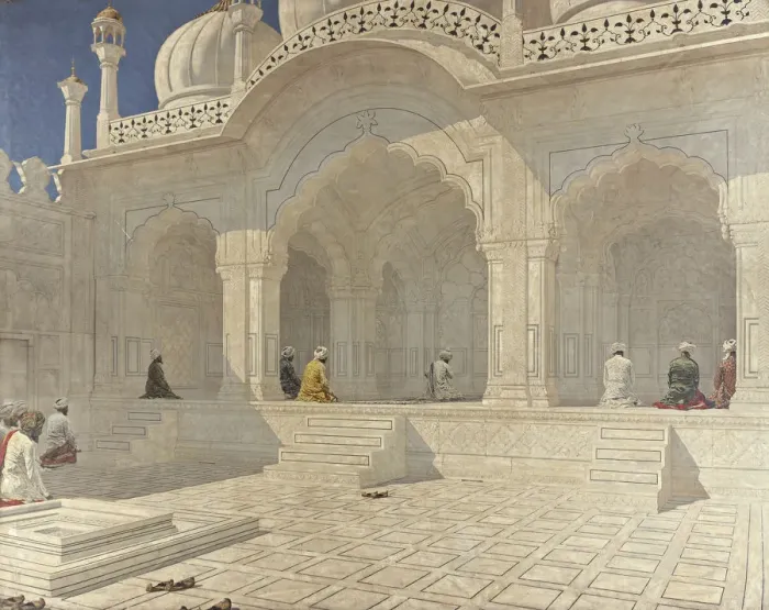 Framed Print : The Pearl Mosque (Moti Masjid), Delhi, 1880s. Artist: Vereshchagin, Vasili Vasilyevich (1842-1904) Framed Print : The Pearl Mosque (Moti Masjid), Delhi, 1880s. Artist: Vereshchagin, Vasili Vasilyevich (1842-1904)