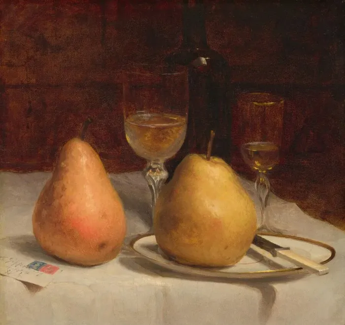 Framed Print : Two Pears on a Tabletop, c. 1866. Creator: Sanford Robinson Gifford Framed Print : Two Pears on a Tabletop, c. 1866. Creator: Sanford Robinson Gifford