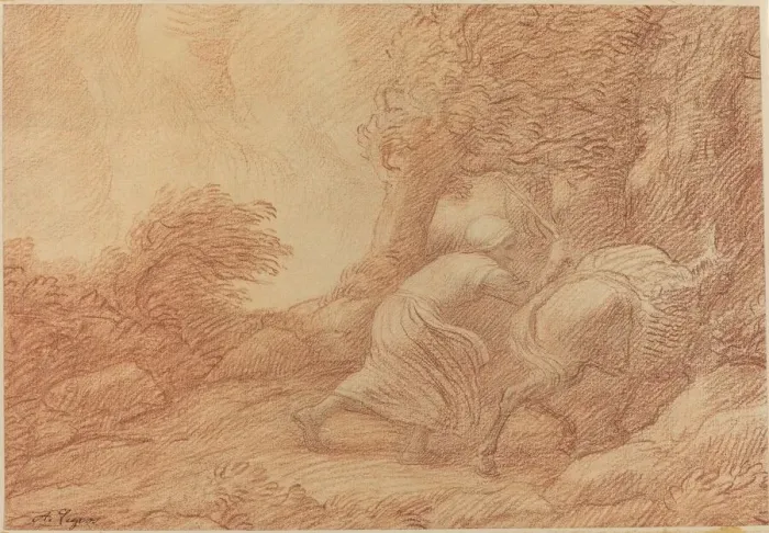 Framed Print : Peasant and Ass. Creator: Alphonse Legros Framed Print : Peasant and Ass. Creator: Alphonse Legros
