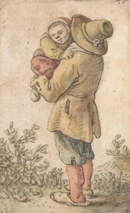 Framed Print : Peasant with Child, 17th century. Creator: Herman Saftleven the Younger Framed Print : Peasant with Child, 17th century. Creator: Herman Saftleven the Younger