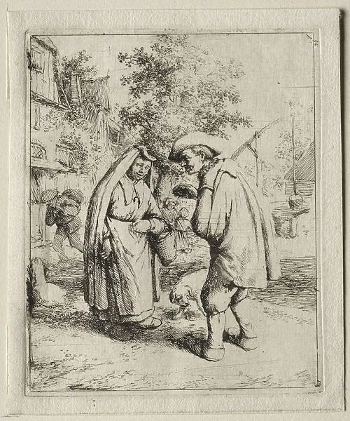 Peasant Conversing with a Woman. Creator: Adriaen van Ostade (Dutch, 1610-1684)
