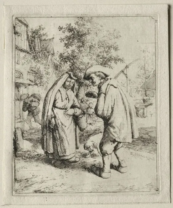 Framed Print : Peasant Conversing with a Woman. Creator: Adriaen van Ostade (Dutch, 1610-1684) Framed Print : Peasant Conversing with a Woman. Creator: Adriaen van Ostade (Dutch, 1610-1684)
