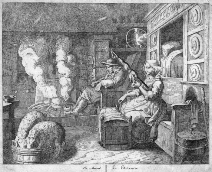 Framed Print : Peasant cottage interior, possibly Netherlands or northern France, 17th century Framed Print : Peasant cottage interior, possibly Netherlands or northern France, 17th century