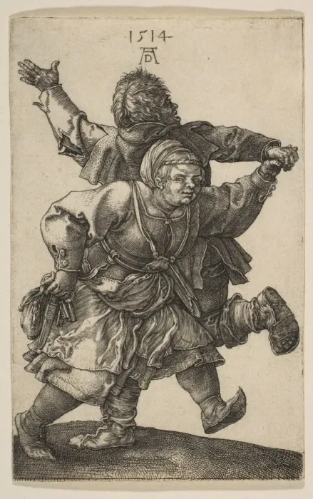 Framed Print : Peasant Couple Dancing, 1514. Creator: Albrecht Durer Framed Print : Peasant Couple Dancing, 1514. Creator: Albrecht Durer